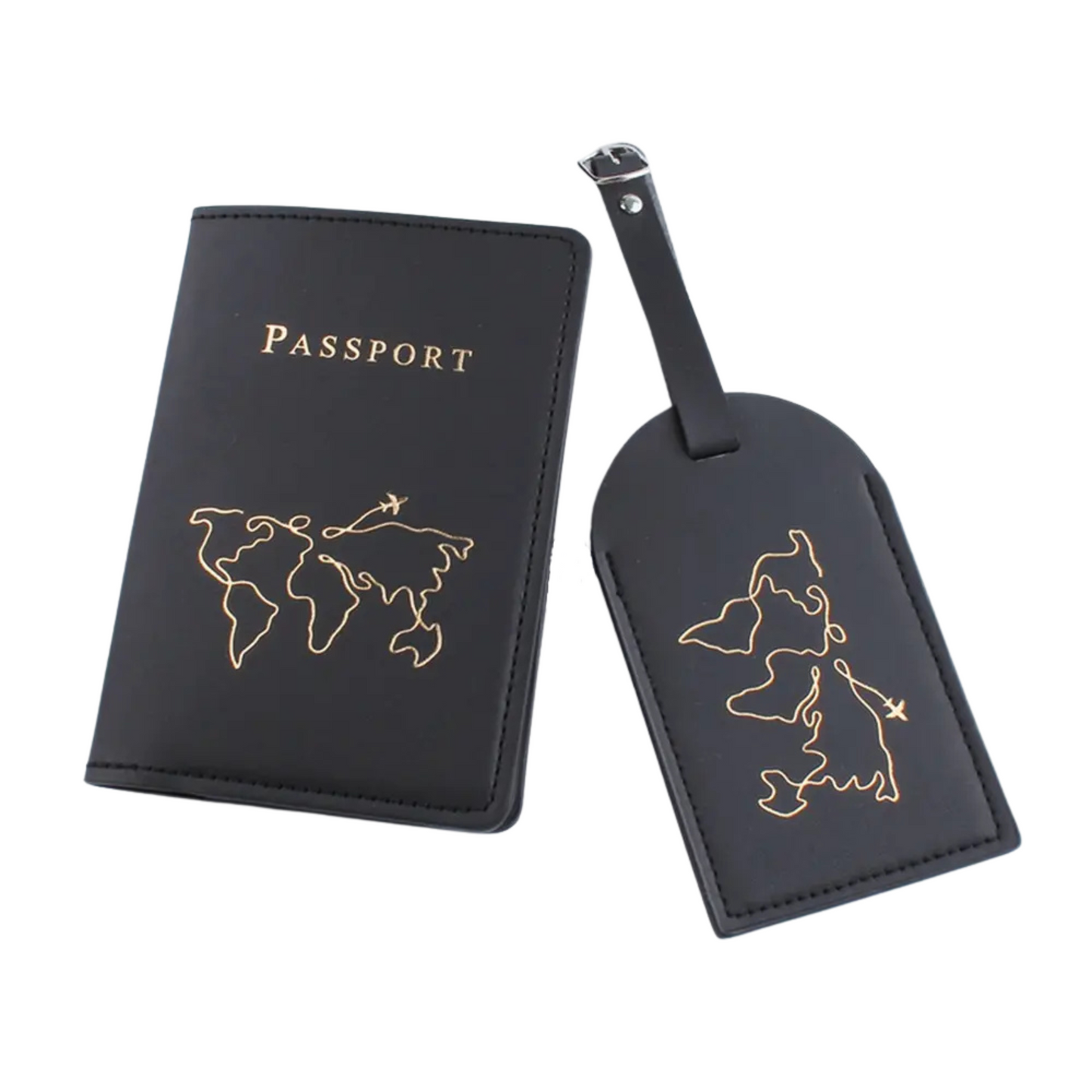 Set - Passhülle & Koffertag "World Traveler"