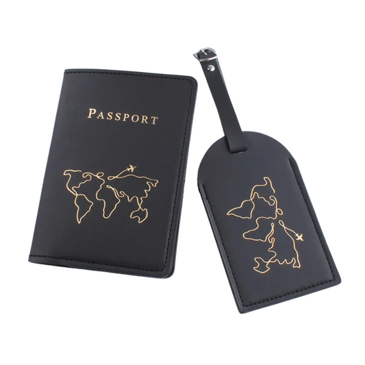 Set - Passhülle & Koffertag "World Traveler"